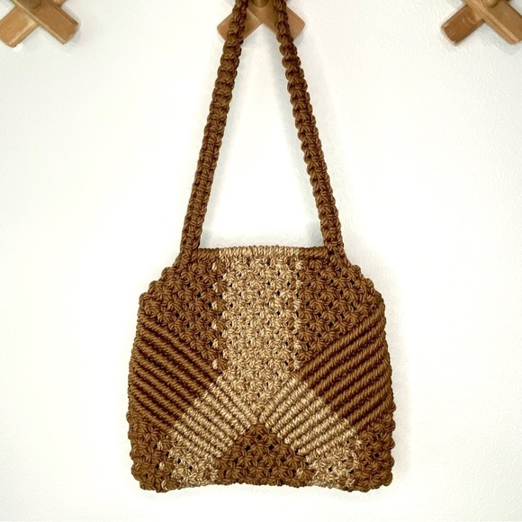 MACRAMÉ Tan & Brown Small Shoulder Bag - Picture 1 of 10